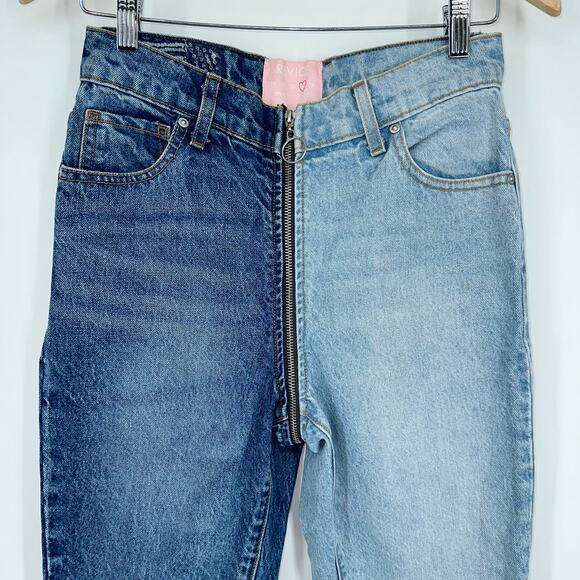 Revice Yin Yang Crop Two Tone High Rise Denim Jeans in Tokyo Wash - Picture 7 of 16